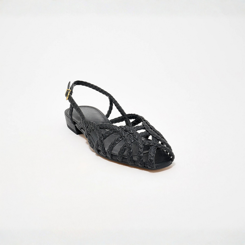 Aria Braided Leather Slingback Flats – Effortless Summer Comfort, All Day