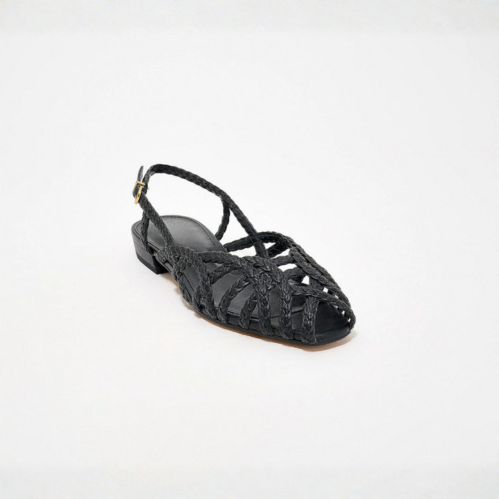 Aria Braided Leather Slingback Flats – Effortless Summer Comfort, All Day