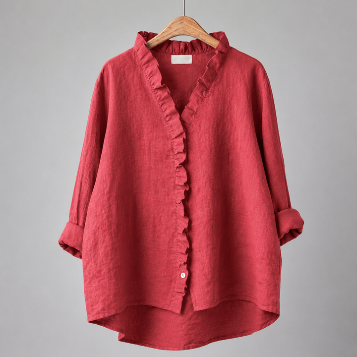 Colette Ruffle Linen Blouse