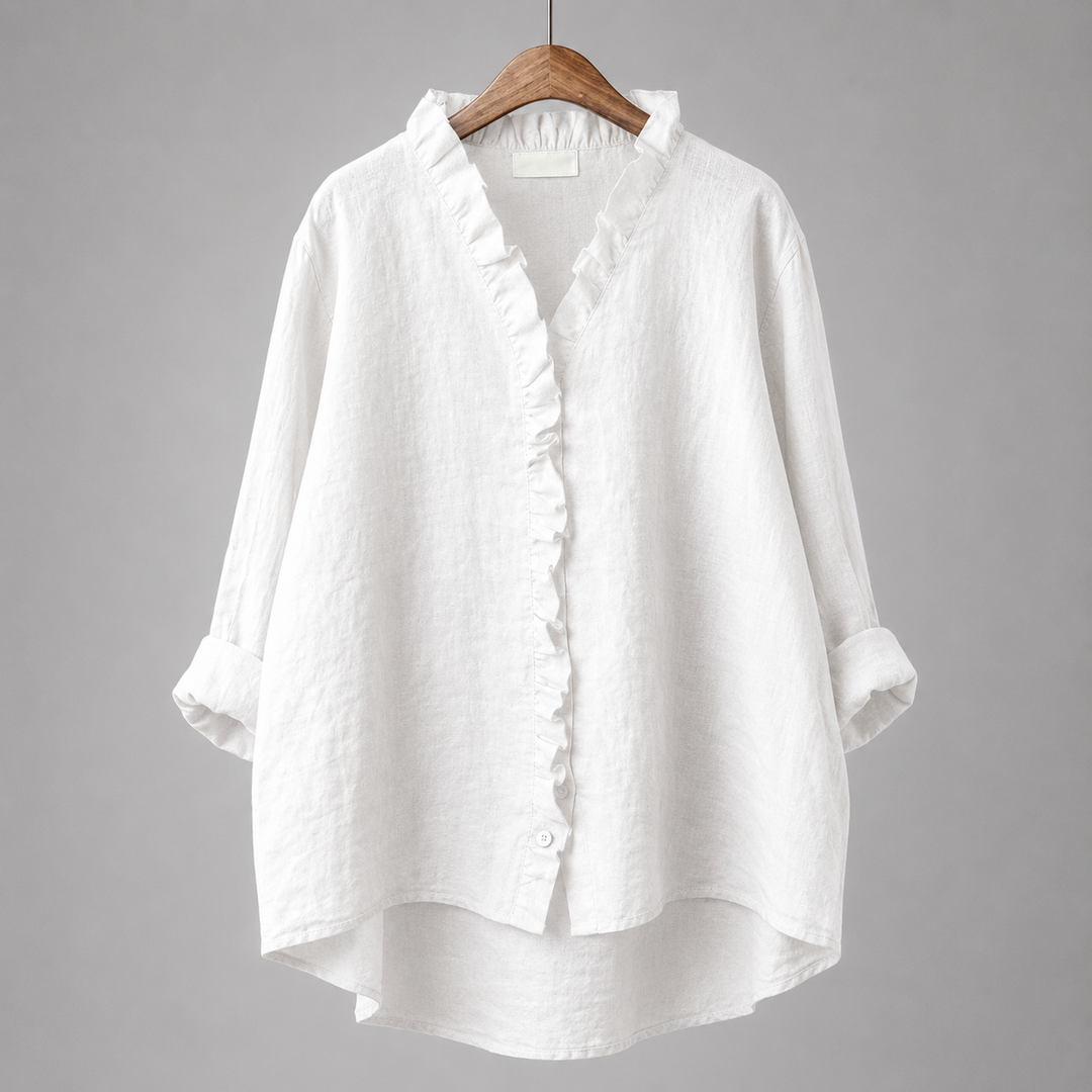 Colette Ruffle Linen Blouse
