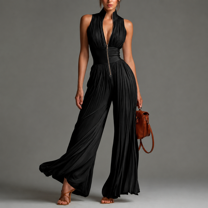 ESSENTIEL Floral Pleated Chiffon Jumpsuit