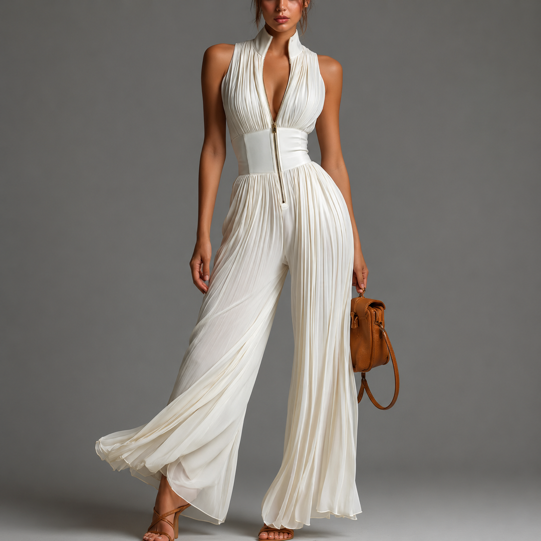 ESSENTIEL Floral Pleated Chiffon Jumpsuit