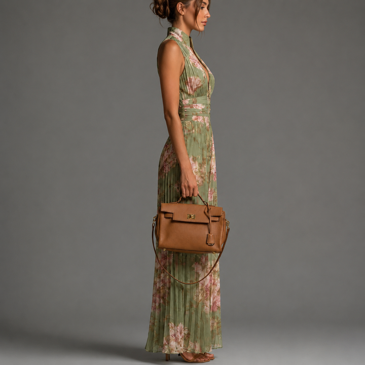 ESSENTIEL Floral Pleated Chiffon Jumpsuit