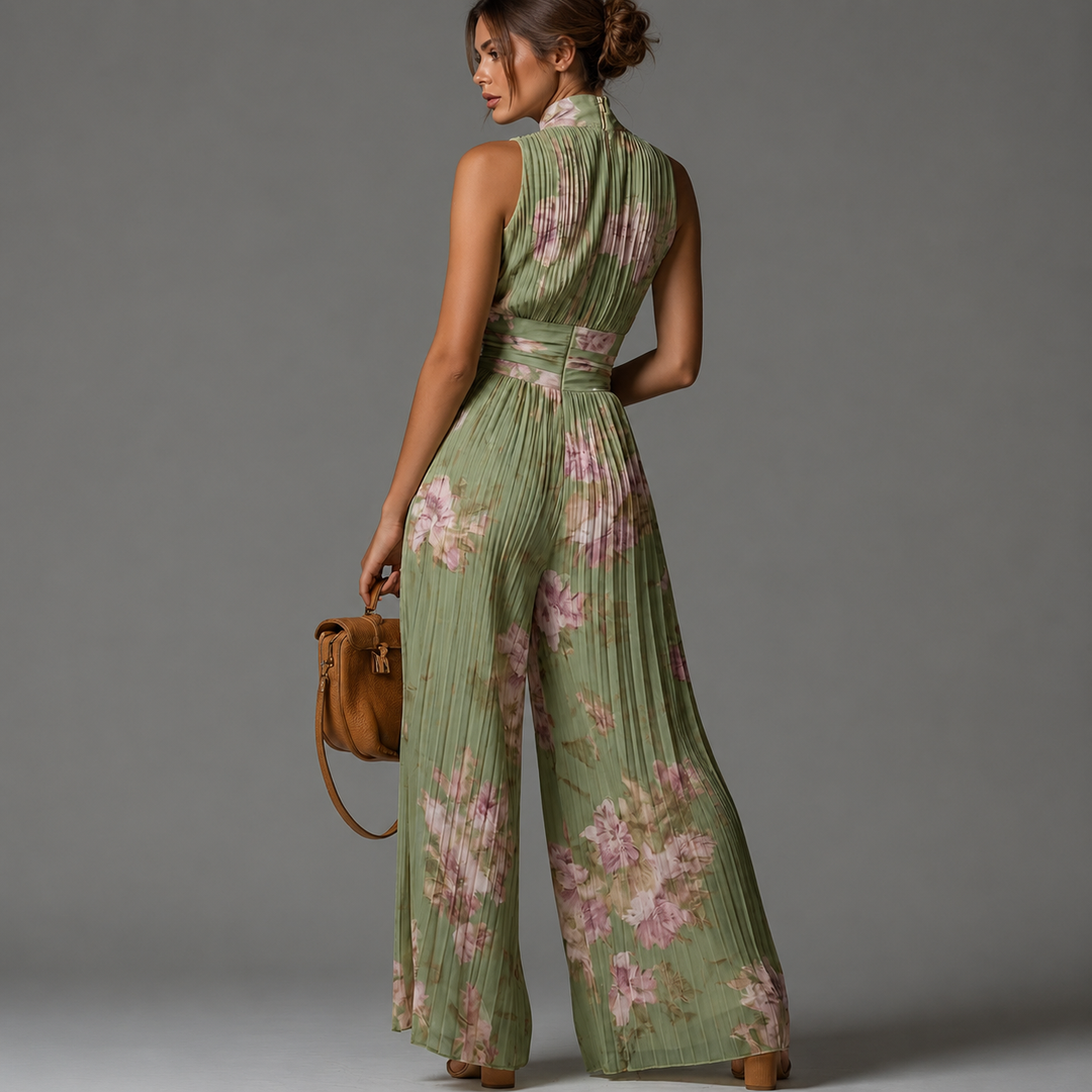 ESSENTIEL Floral Pleated Chiffon Jumpsuit