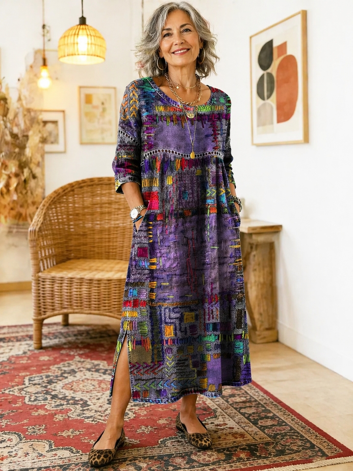 Beatrix | Patchwork Print Midi Dress
