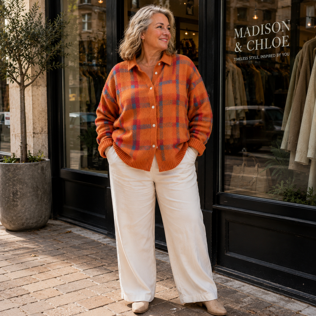 Tesa Plaid Knit Cardigan