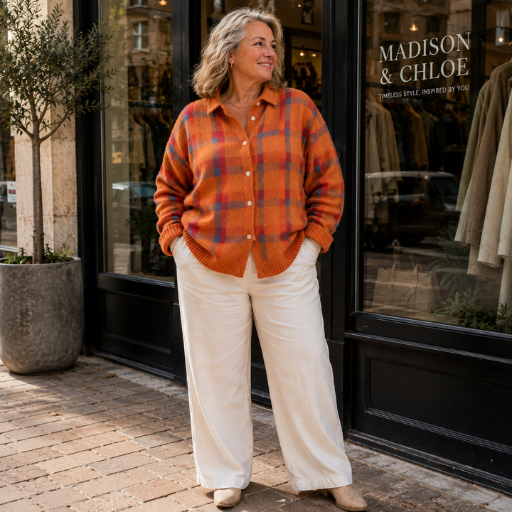 Tesa Plaid Knit Cardigan