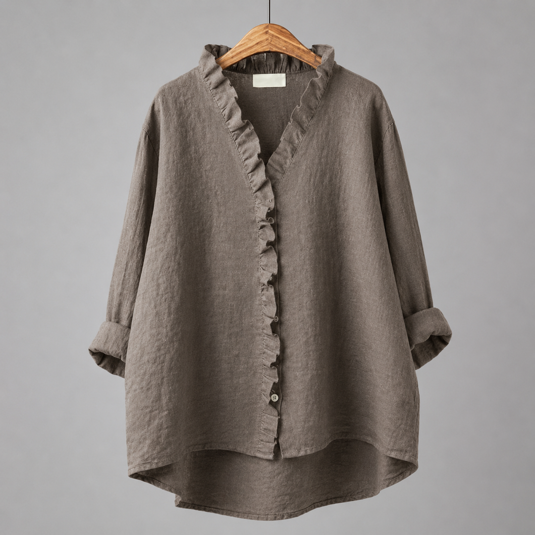 Colette Ruffle Linen Blouse