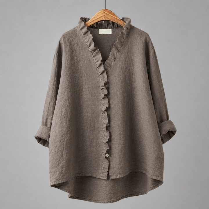 Colette Ruffle Linen Blouse