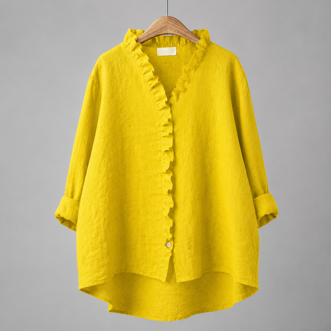 Colette Ruffle Linen Blouse