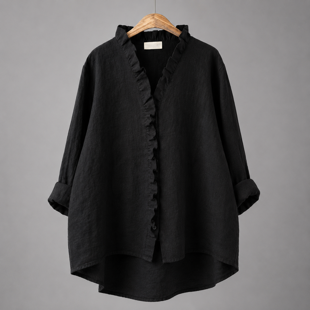 Colette Ruffle Linen Blouse