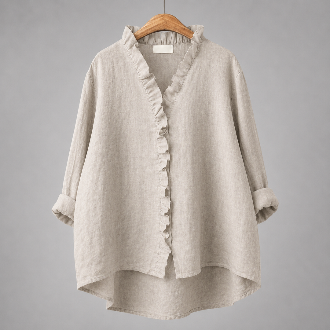 Colette Ruffle Linen Blouse