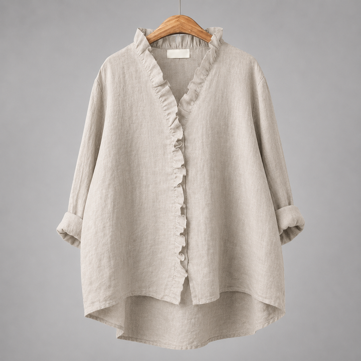 Colette Ruffle Linen Blouse