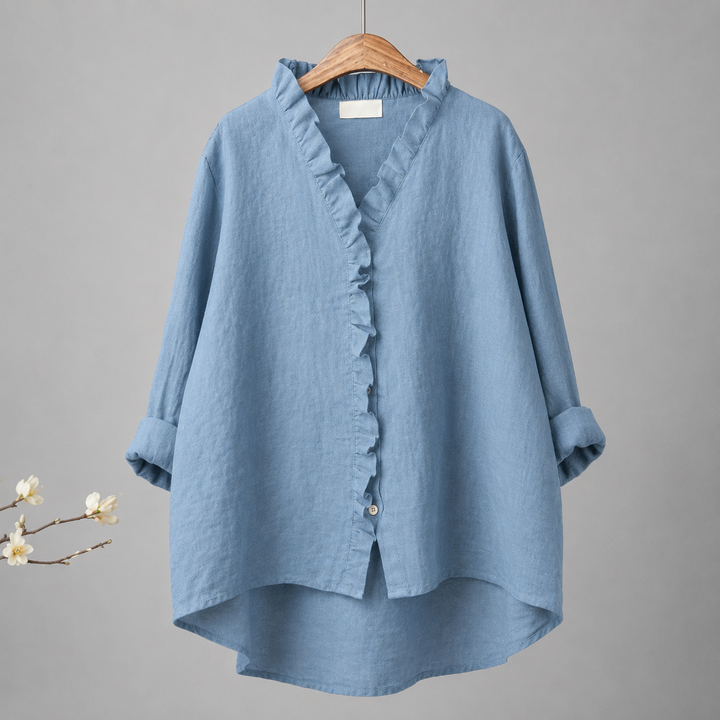 Colette Ruffle Linen Blouse