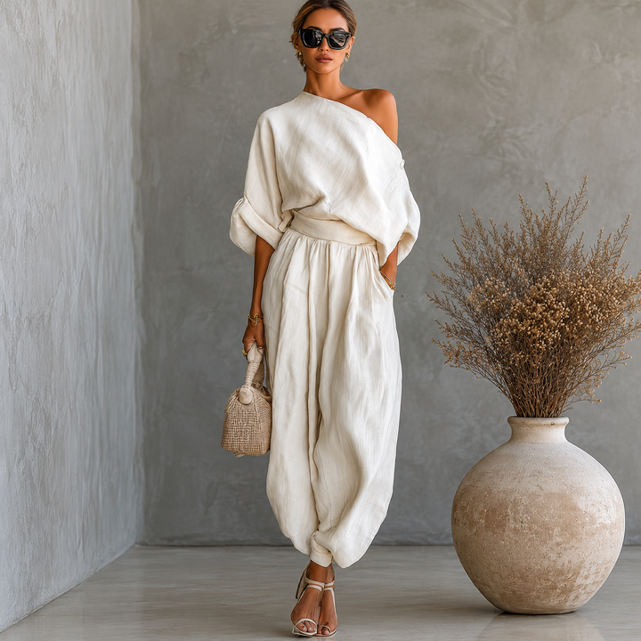 Trisha™ | Luxe Linen One-Shoulder Set