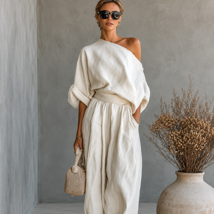 Trisha™ | Luxe Linen One-Shoulder Set