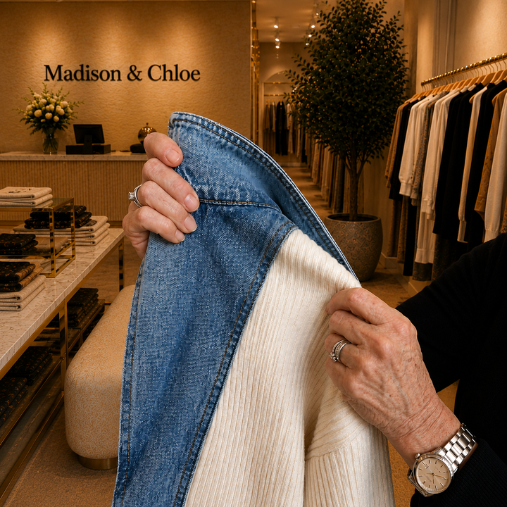Alina™ | Denim Trim Knit Jacket
