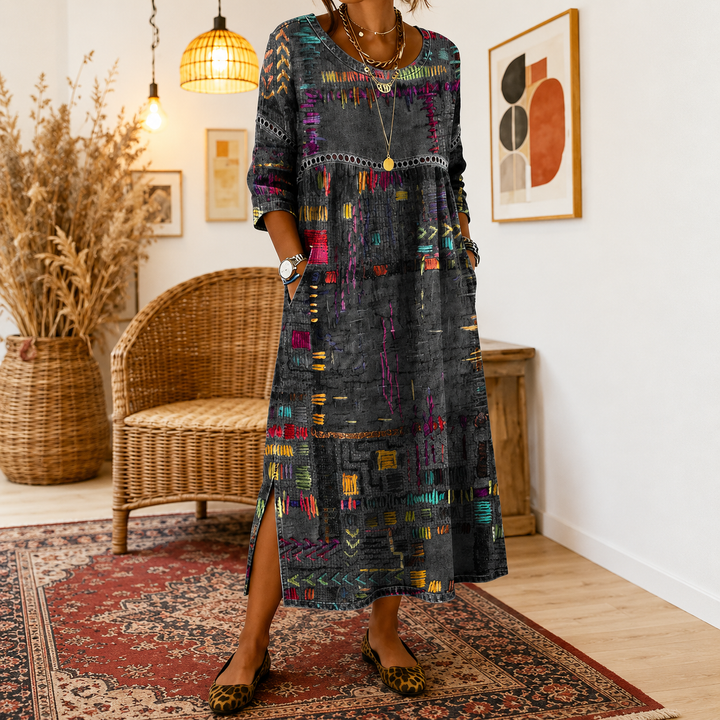 Beatrix | Patchwork Print Midi Dress