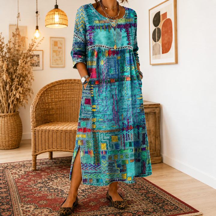 Beatrix | Patchwork Print Midi Dress