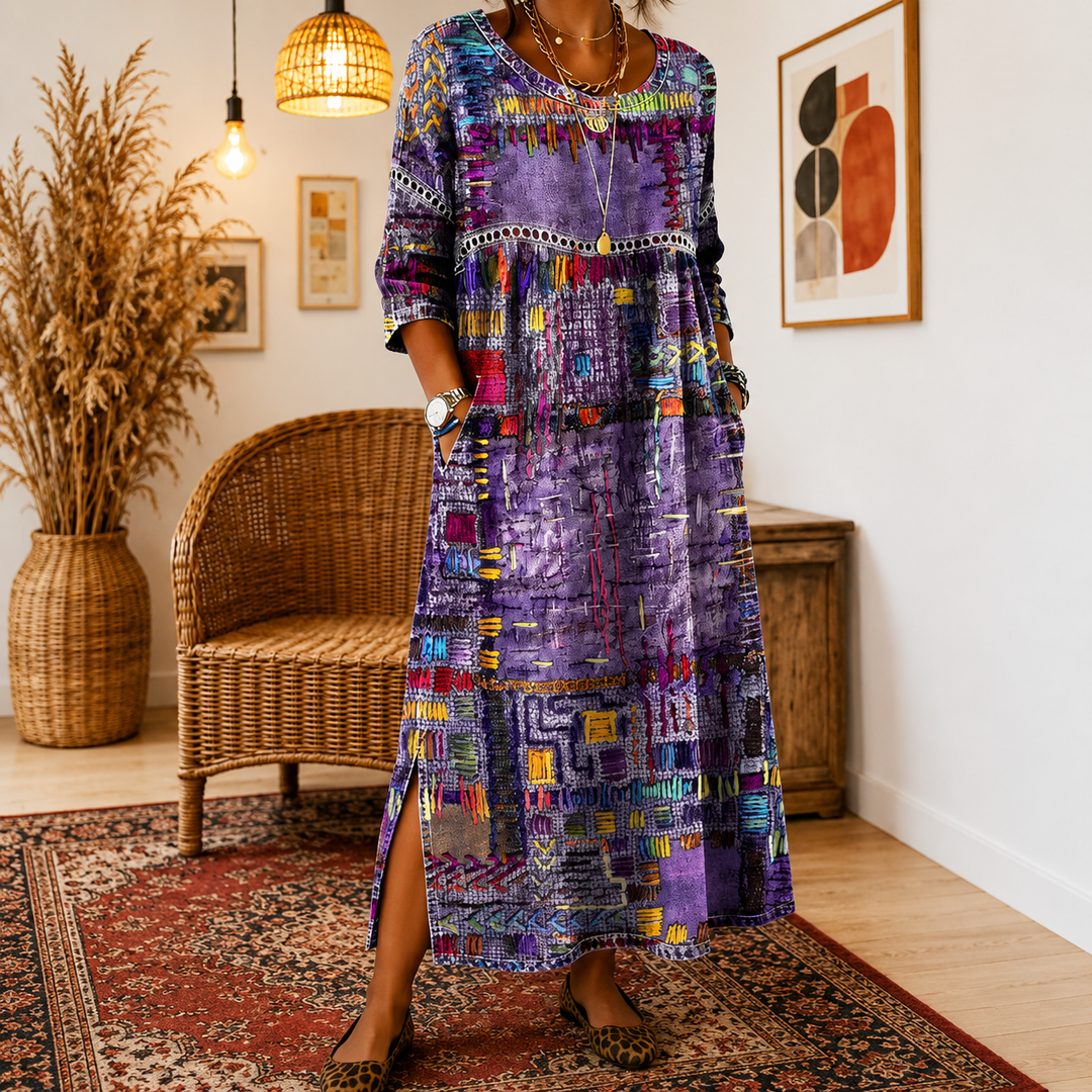 Beatrix | Patchwork Print Midi Dress