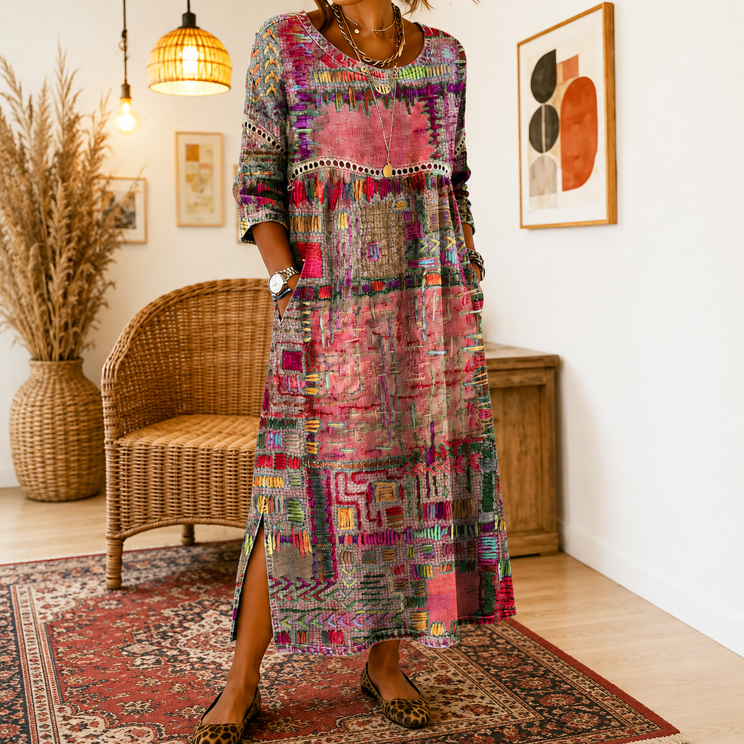 Beatrix | Patchwork Print Midi Dress