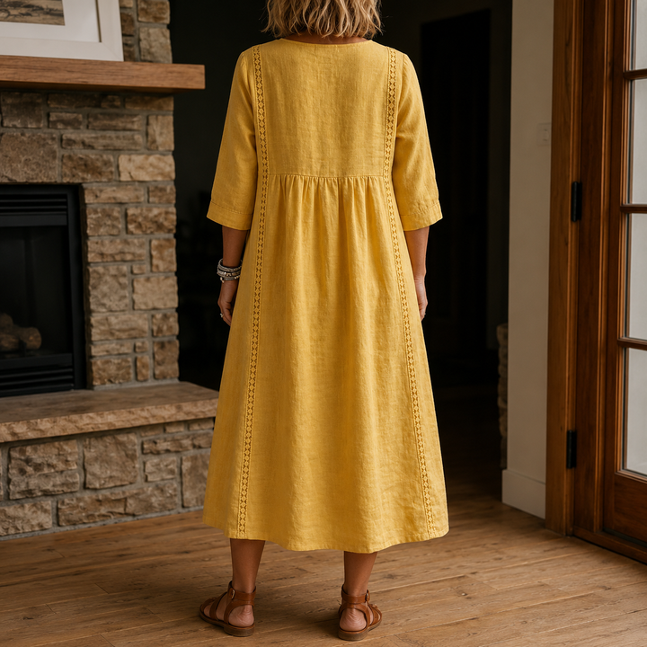 Antonia 3/4 Sleeve A Line Maxi Dress
